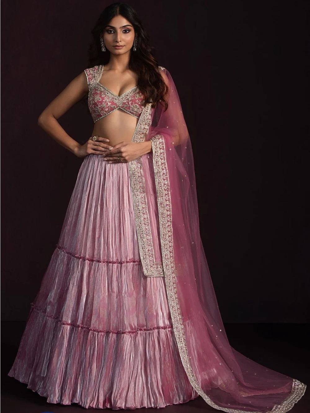 Blush Pink Embroidered Lehenga with Dupatta